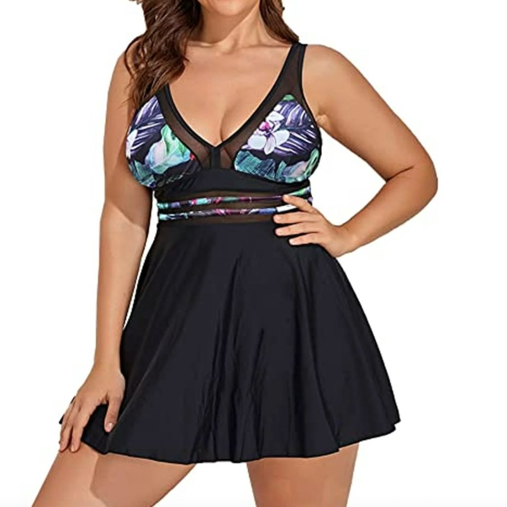 NWT Women Swimsuit Plus Size Tankini Swimsuits Two Piece Tummy Control 3XL